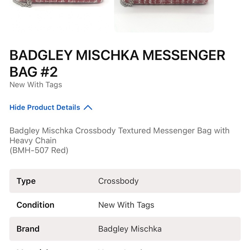 Badgley Mischka Textured Red Messenger Bag